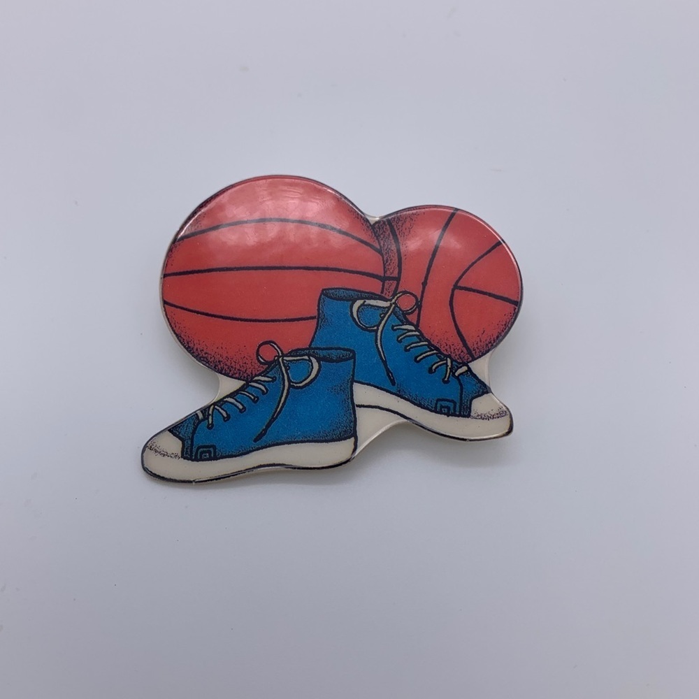 Vintage Retro The Wendelline - 1991 Basketball & Blue Sneakers Plastic Pin